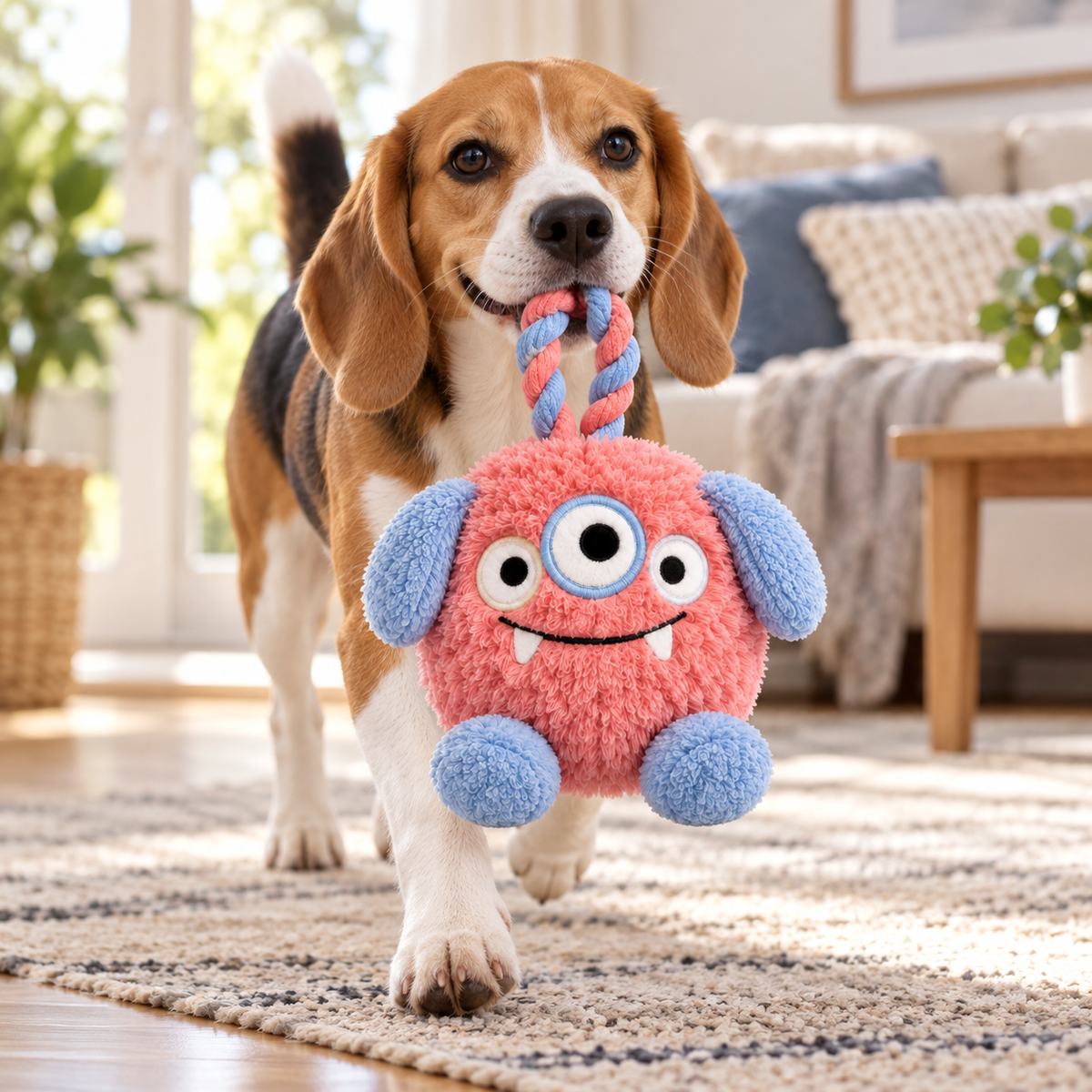 BumpyPaw Plush Rope-Loop Dog Toy