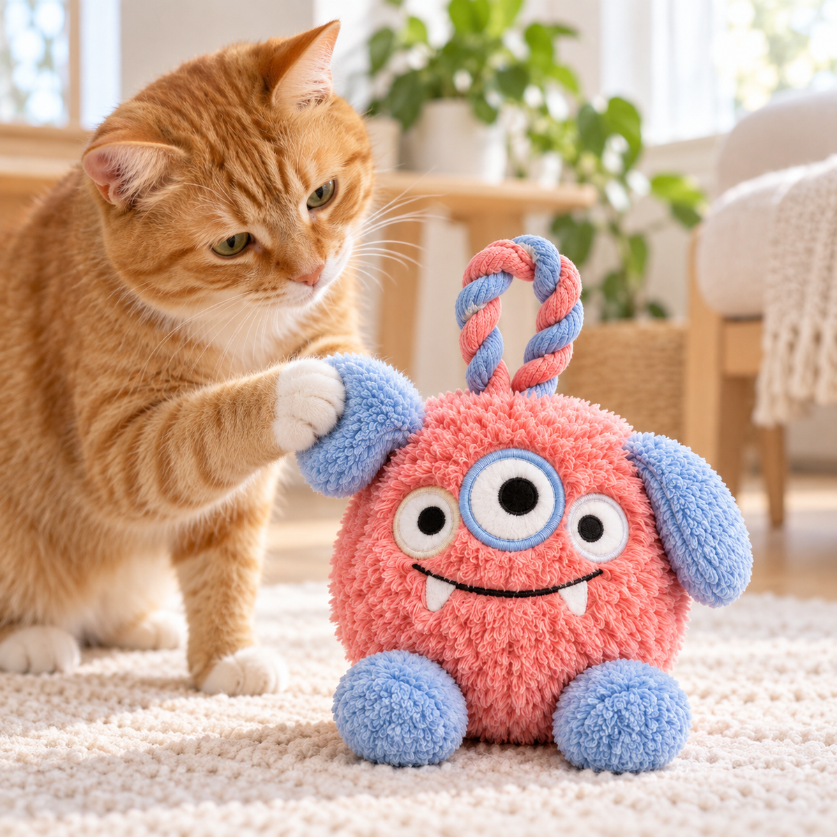 BumpyPaw Plush Rope-Loop Dog Toy