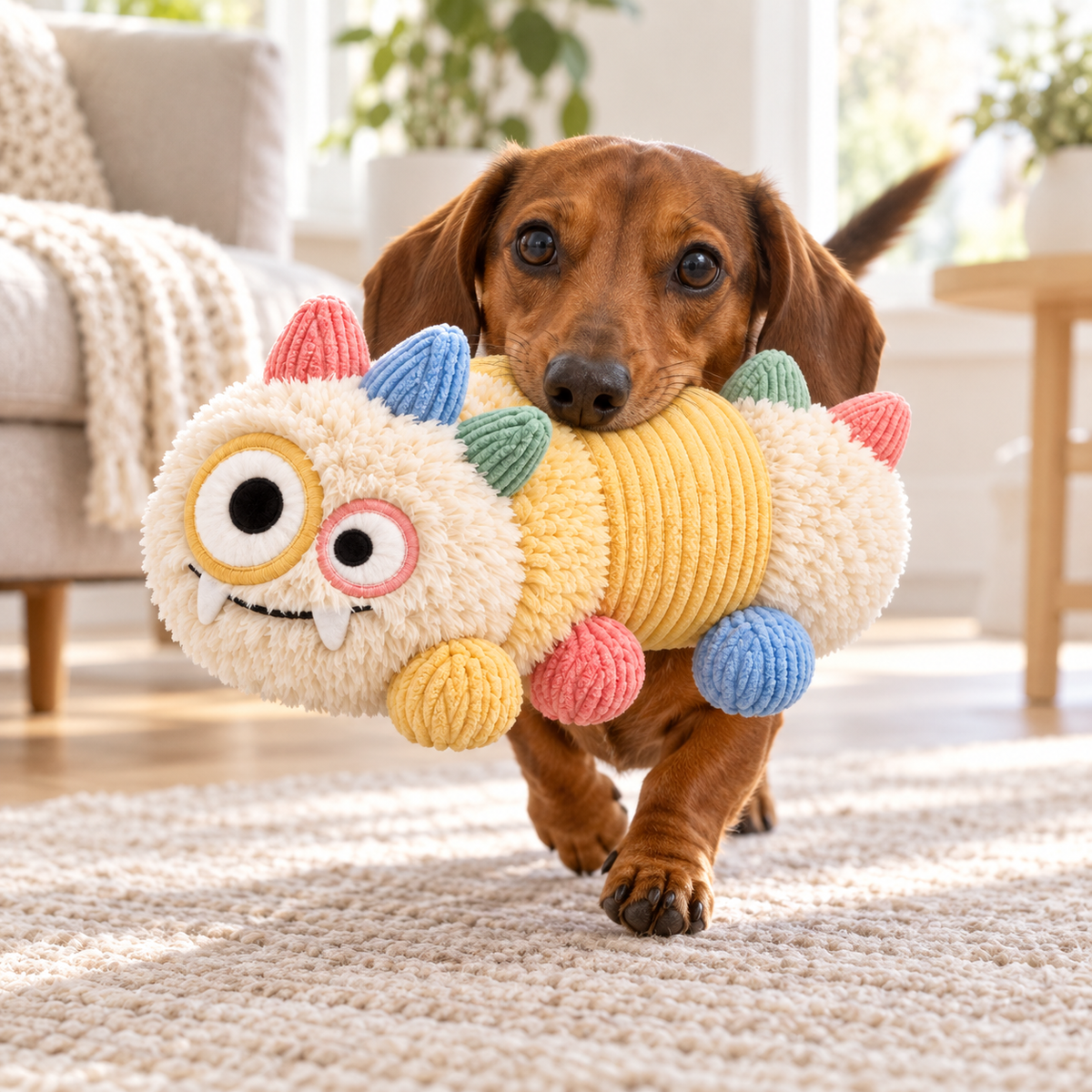 BumpyPaw Long Plush Monster Dog Toy